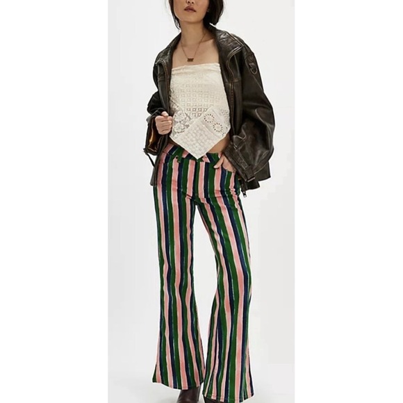 Free People Wrangler Colorful Stripe Mid-Rise Jeans Sizes 28 NWOT - SO FUN - Picture 6 of 9